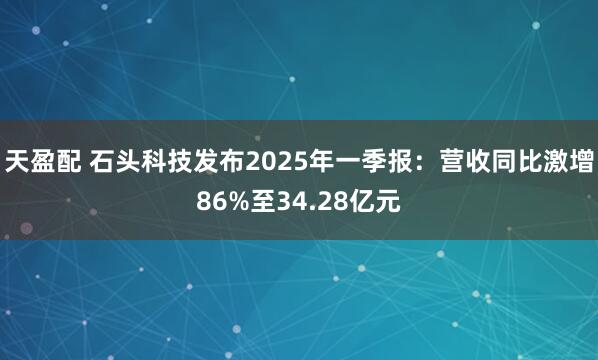 天盈配 石头科技发布2025年一季报：营收同比激增86%至34.28亿元