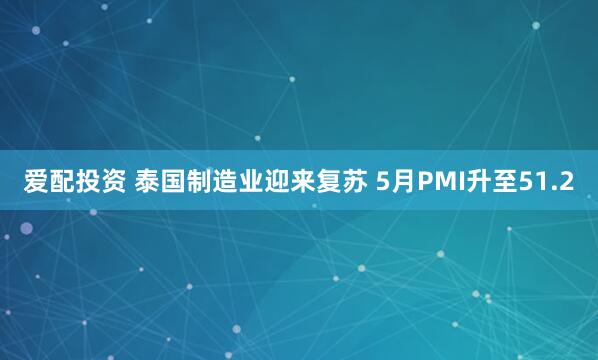 爱配投资 泰国制造业迎来复苏 5月PMI升至51.2
