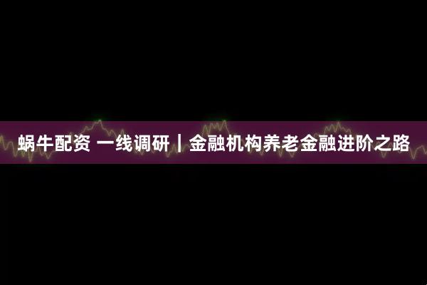 蜗牛配资 一线调研｜金融机构养老金融进阶之路